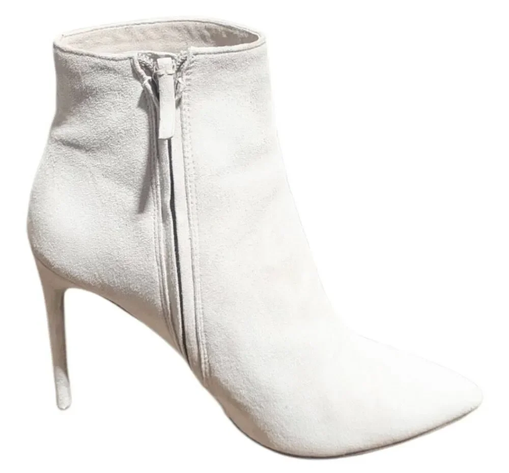 ALICE & OLIVIA Nude Suede Stiletto Ankle Boots Size 8.5